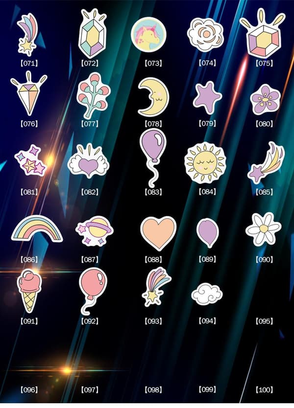 94 tarraa - Eläinaihe - Sarjakuva - Yksisarvinen Multicolor multicolor