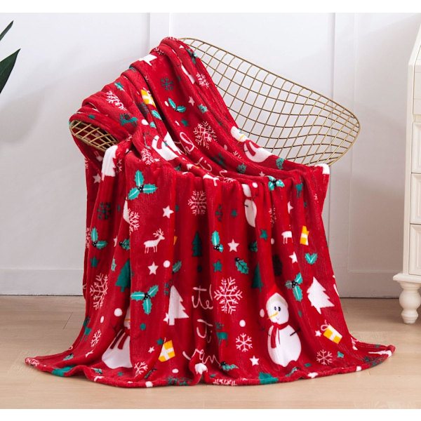 Samettinen Ultra Pehmeä Jouluaiheinen Fleece-peitto/Heitto - 50 x 60 tuumaa, (Punainen Lumiukko), 50 x 60 tuumaa