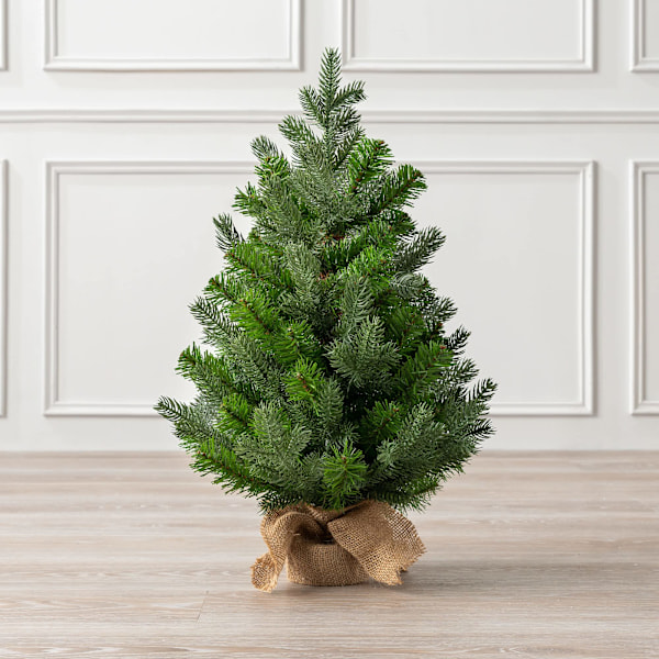 Miniatyr Juletre, Lite 60 cm Kunstig Gran, Borddekorasjon med Vektet Jutebase