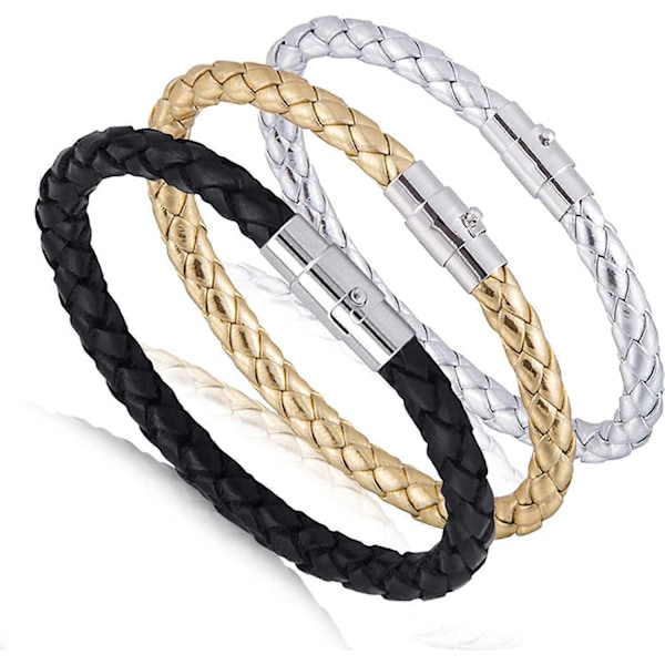 Mode Läderrep Flätat Spänne Armband Bangle Wrap Smycken Gåva för Kvinnor Män Flickor Pojkar