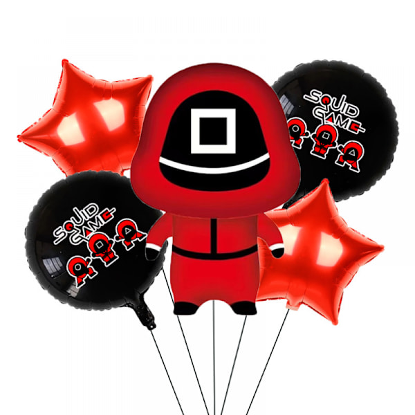 Squid Game Ballong 5-pack Rött Manager Tema Paket