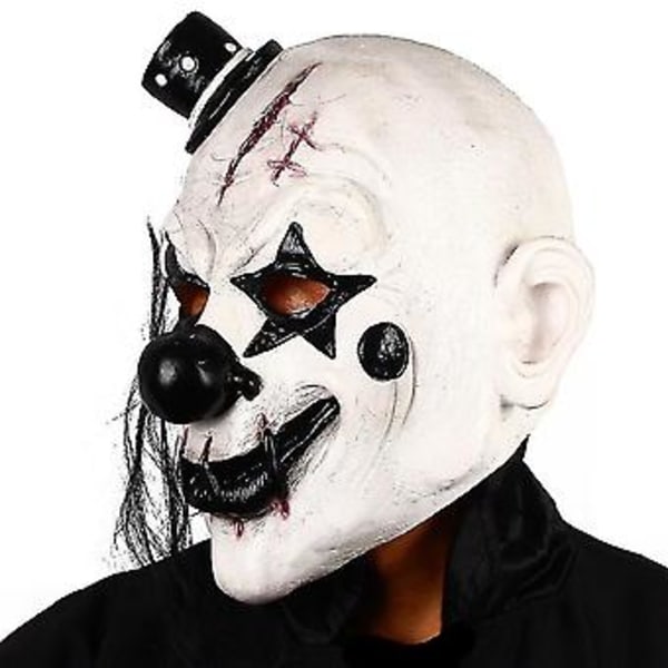 Skræmmende klovnemaske Halloween latex skaldet hoved ond joker horror maskerade tilbehør kostume rekvisitter