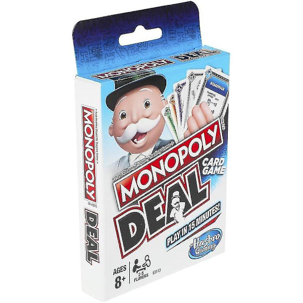 Monopoly Deal Hurtigt Kortspil For Familier, Børn Fra 8 År Og Op Og 2-5 Spillere{EE}