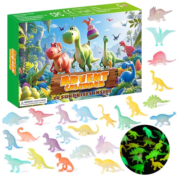 Lysende mini plastik dinosaurmodel, blind boks, 24-dages nedtællingskalender, dinosaur-tema festgave 31