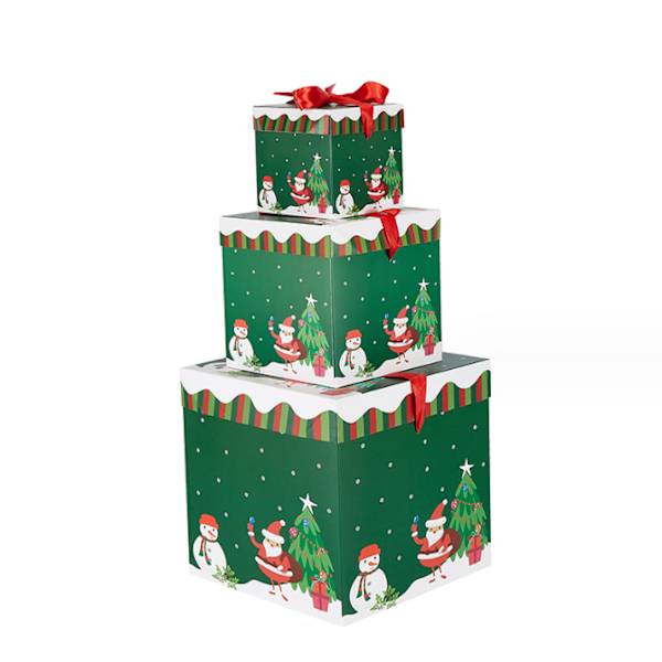 Christmas gift set with ribbon - Gift box, 3 green sizes (1