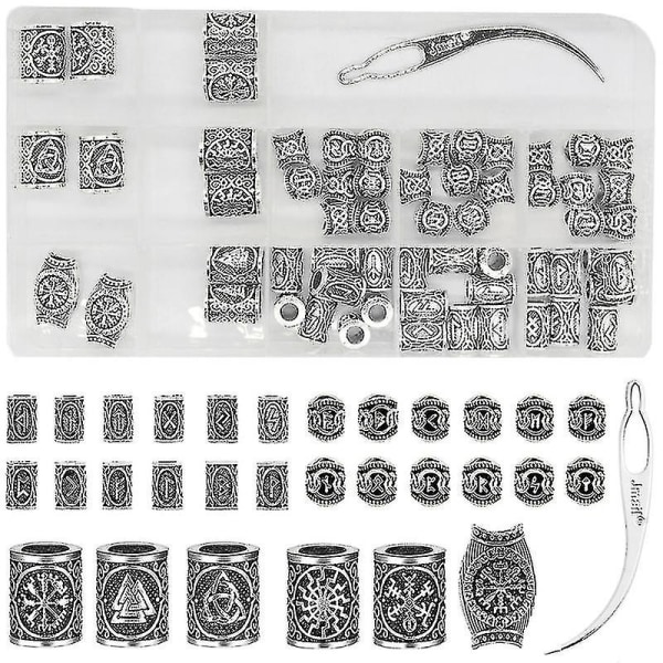 61 delar set Viking Beard Beads Antik nordiskt hår Tube Beads Dreadlocks