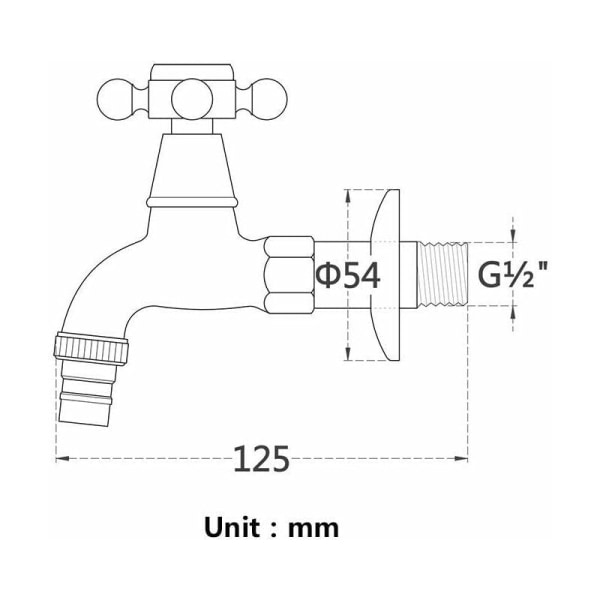 G1/2 diskbänkspip i mässing tvättmaskin kran - Antik trädgårdskran med korshandtag (brons)