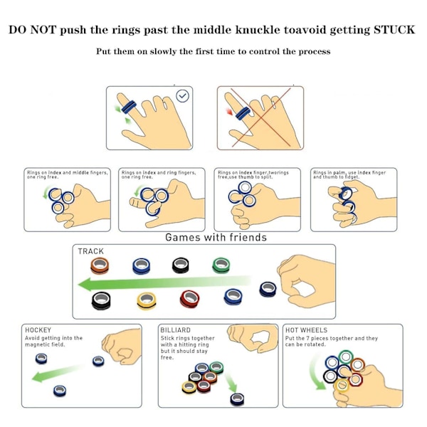 Seje finger-fancy magnetiske ringe til afstressning - legetøj til børn Yellow