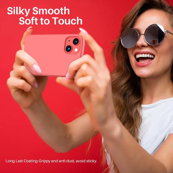 iPhone 13 Case, Liquid Silicone Case for 6.1 inch iPhone 13, Ultra-thin Case, Full Coverage Shockproof Protective Soft Case Pink grapefruit