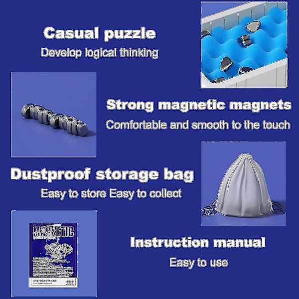 Magnetisk skakspil, 2024 Magnetisk brætspil, Sjovt brætspil med 20 magneter, Strategispil til børn & voksne