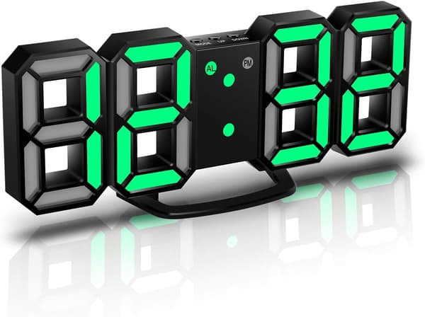 3D LED Digital Väggklocka, 3D LED Väggklocka, Grön