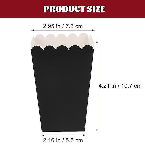 50 stk. Popcornæsker Papir Popcorntuber Simple Fedttætte Popcornbeholdere Black