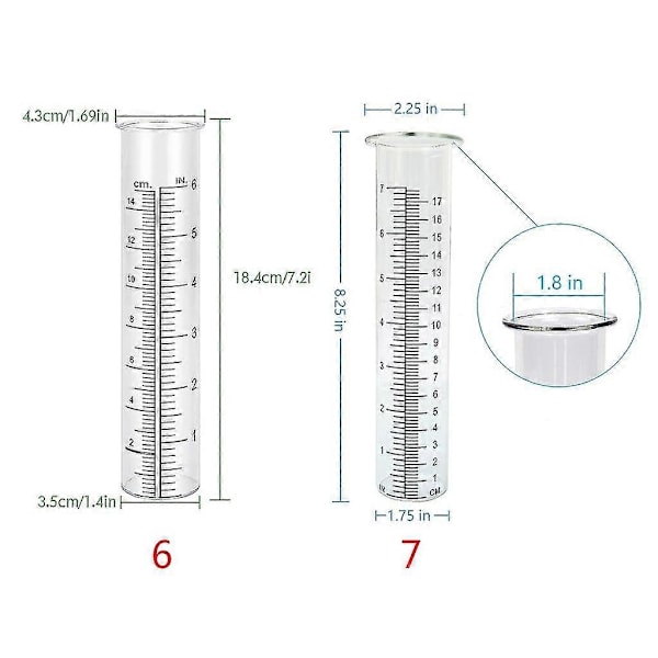 High Performance Rain Gauge Replacement Tube Glass Water Measuring Tool Suitable for Garden and Outdoor Use 7 inches