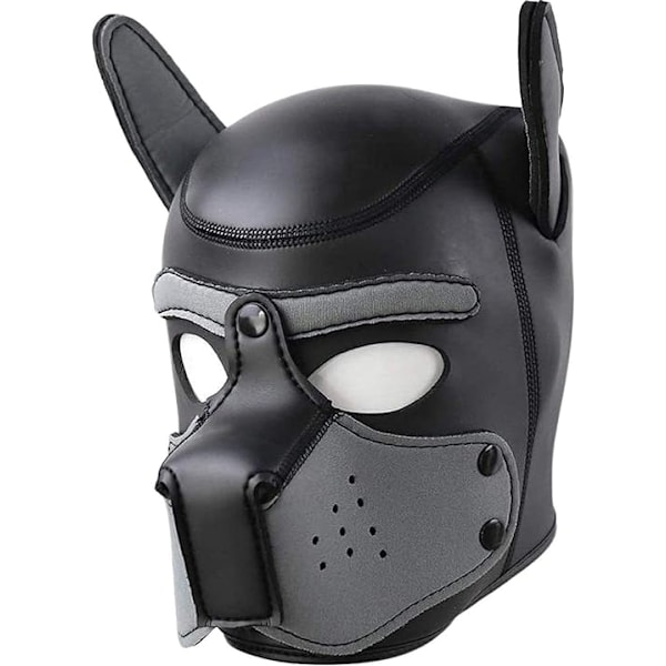 Hundemaske, blød latex Pet Play Hundemaske hvalpemaske sort læder Dt{f2}