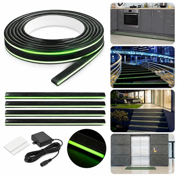 Antiskridtape-rulle 5m x 5cm selvlysende sikkerhedstape til trapper