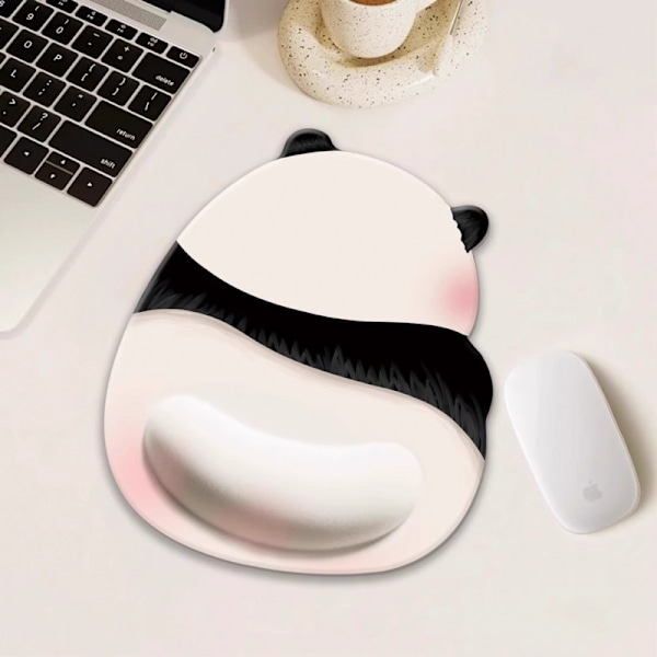 Rosa Panda Musmatta Handledsstöd Flickor Söt Halkfri Dator Kontor Högkvalitativ Silikon Tangentbord Handstöd Handled Lucky Panda-Set