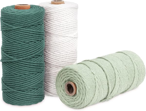 3 Farver Makramegarn, Makramesnor 3mm X 100m Naturlig Makrame Co