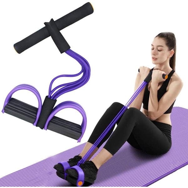 Abdominal Trainer, Abdominal Training Equipment, Full Body Expander for Home, 6 Tubes, Elastic Pull Rope Purple&Black purple&black