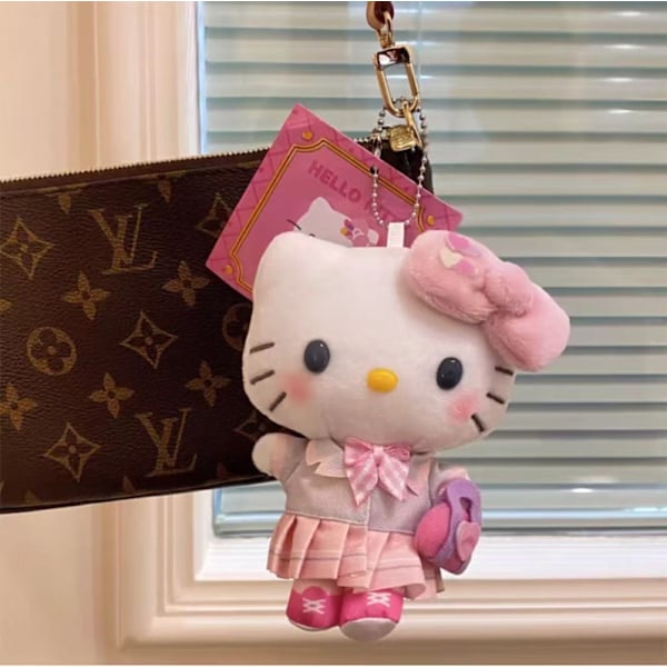 Japanilainen söpö Cardcaptor Sanrio Kuromiya Cinnamon Dog -pehmolelu riipus nuken koriste Kitten with glasses and overalls