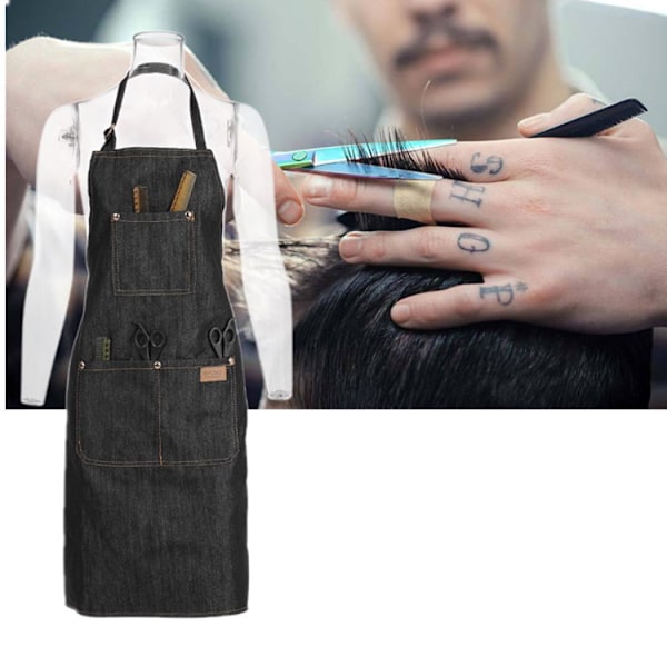 Welding Apron, Cowhide Leather Work Apron with 6 Pockets, Heat Resistant and Flame Retardant, Black