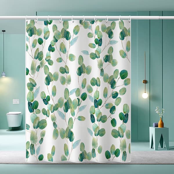 Duschdraperi Vattentätt Gröna Växtblad Gardiner 150X180CM