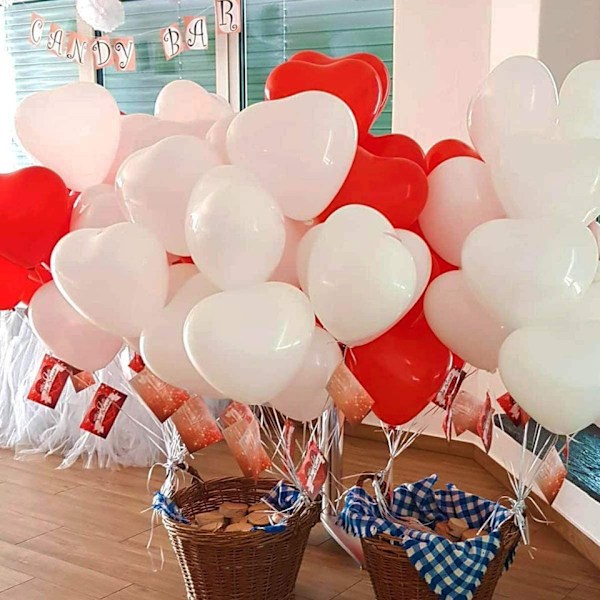 Valentinsdag - 100-pak - hjerteformede balloner