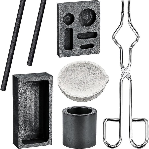 Graphite Burner Melt Casting Kit, 2 Graphite Crucible Tube Rods, Quartz Crucible, Cylindrical Graphite
