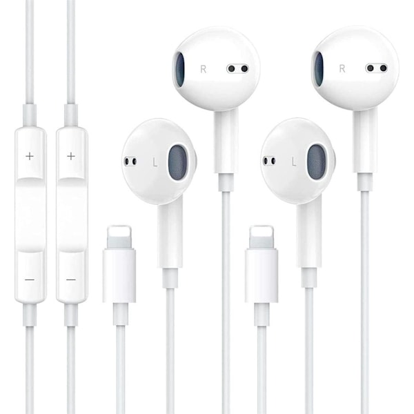 (2-PACK) iPhone EarPods Lightning Bluetooth och Kontroll (Kompatibel med 11/12/13/14 PRO MAX)