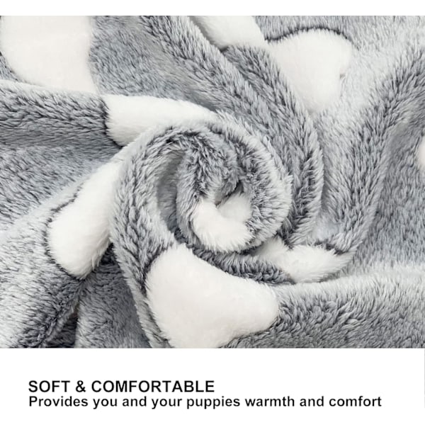 1 Pakk med 3 Hvalpepledd Super Myke Varme Sovematter Grå Søt Trykk Fluffy Fleece Kjæledyr Flanell Kast Hundeflett for Små Hunder Katter, (23\"x15\")