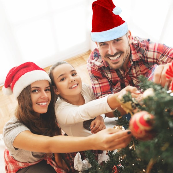4 stk. Julemandshatte til voksne Julehat vinter plys hat unisex komfortable julehatte kostume tilbehør