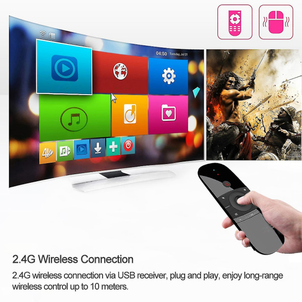 W1 2,4g Air Mouse Trådlöst tangentbord Fjärrkontroll Infraröd Fjärrinlärning 6-axlig Motion Sense W/ USB -mottagare För Smart Tv Android Tv Box Bärbar PC-