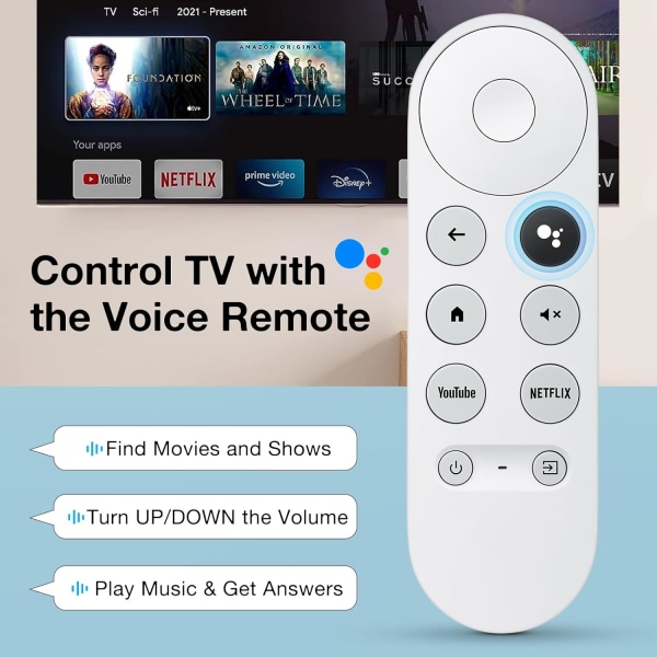 Ersättning för Chromecast-med-Google-TV-Remote, Chromecast Remote G9N9N för Google TV HD/4K Streaming Stick