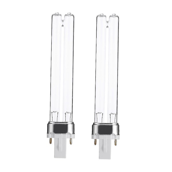 2 stk. 9w G23 Base Akvarium Fisketank UV Sterilisator Rensningslamper Bakteriedræbende Ultraviolet Udskiftningspærer -ES