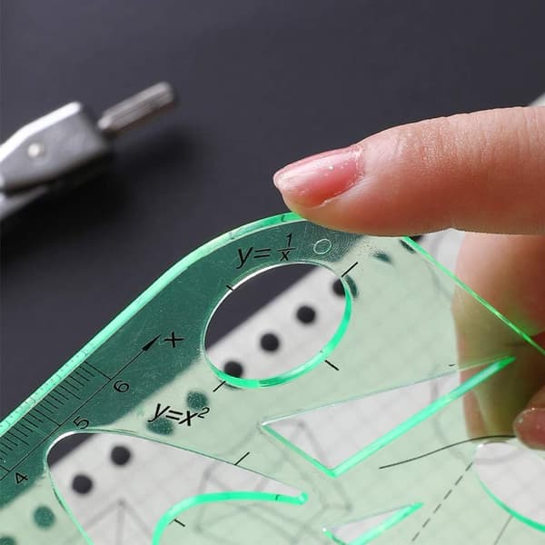 11 Pcs. Geometric Drawing Stencils Measuring Rulers Plastic Measuring Templates Plastic Geometric Stencils with Storage Bag for Office and School - Max
