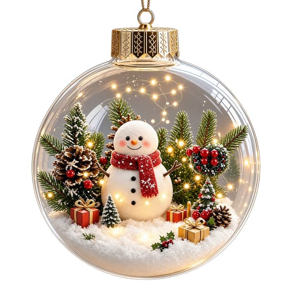 Lysande julkula i kristall 3D-snöglob transparent sfär julgransprydnad GJ924-05 Light-up model