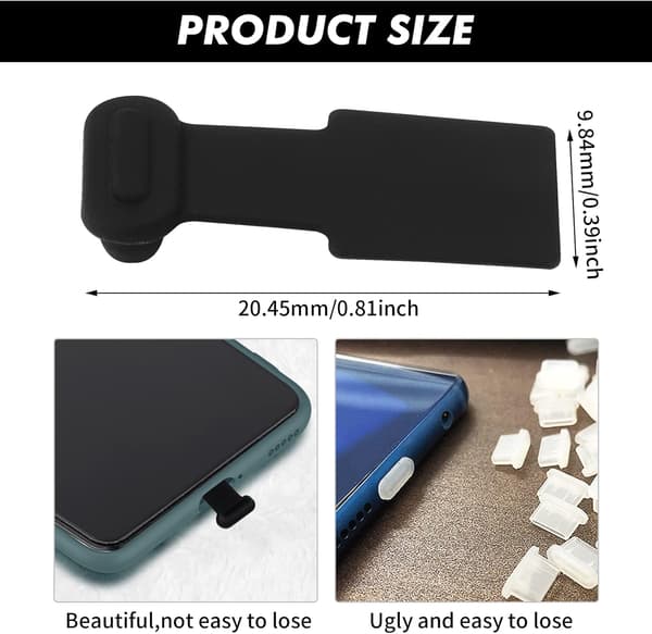 3-paknings støvhette for USB-C-port, silikon støvhette for