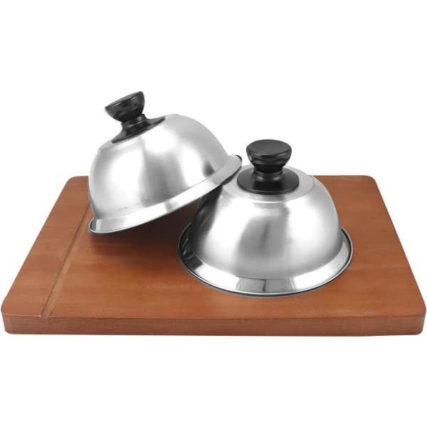 3-pak Burgerlåg, Smeltedome, Rustfrit stål, 16 x 10 cm, Til Hamburger