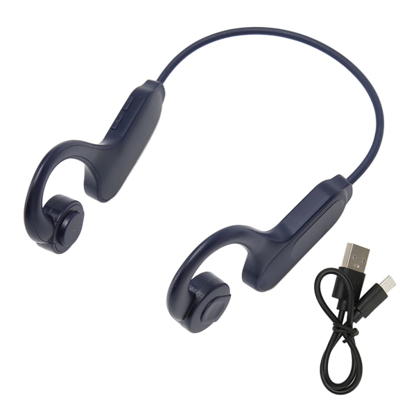 Bone Conduction Hörlurar Bluetooth 5.3 LED Digital Display IPX5 Vattentäta trådlösa hörlurar för Sports Blue