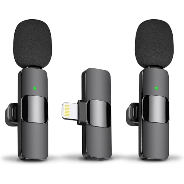 Profesjonell Trådløs Lavalier Lapel Mikrofon for iPhone, iPad - Trådløs Omnistereo Kondensatoropptaksmikrofon for Intervju Video Podcast
