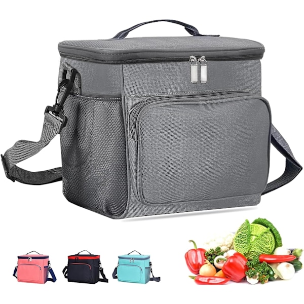 Lunchväska Arbete Termisk Lunchväska Stor Dubbel Fack Matväska för Män Barn Vuxna Kvinnor Picknick Camping Skola Lunch Kylväskor{ee} Gray