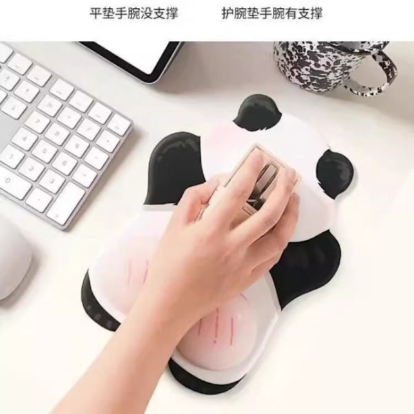 Rosa Panda Musmatta Handledsstöd Flickor Söt Halkfri Dator Kontor Högkvalitativ Silikon Tangentbord Handstöd Handled Lucky Panda-Set