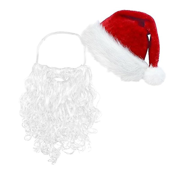 5-delt julemandskostume, sjov paryk, handsker og skæg til julefesten