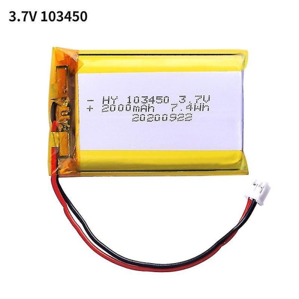 3.7v 103450 Polymer Lithium Batteri 2000 Mah Høj Kapacitet Genopladelige Højttalere