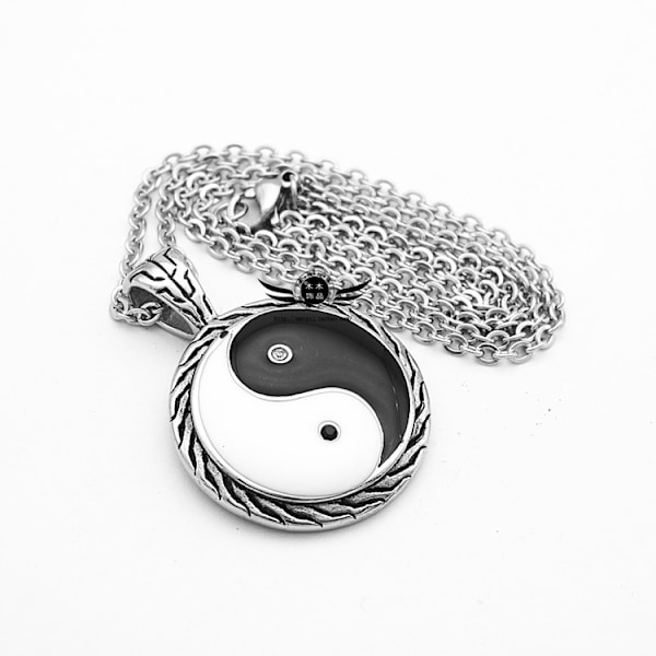 Ying Yang-kjede i svart og hvitt rustfritt stål