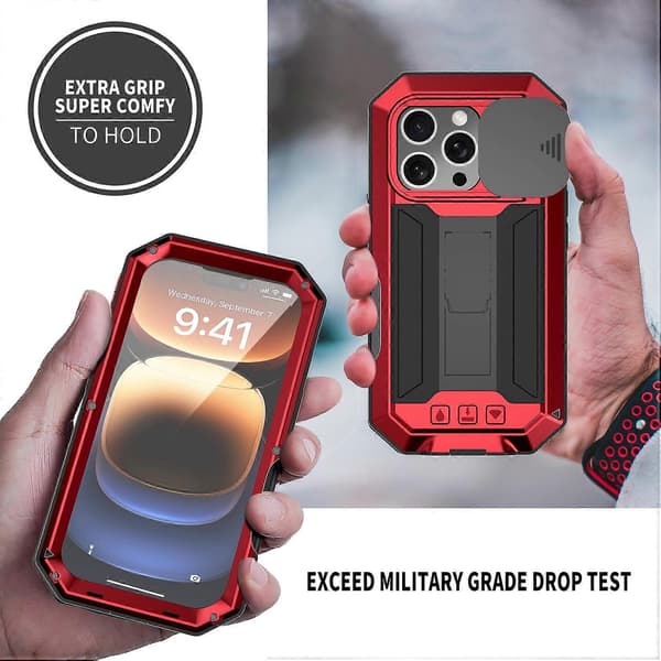 Skyvbart Kamera IP54 Liv Vanntett Holder Mobilskall Rød Red For iPhone 16 Pro Max