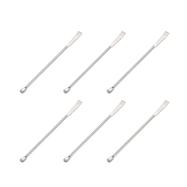 Lab Micro Scoop 6 PCS Stainless Steel Sampling Reagent Spoon Laboratory Double Head Spatula 125mm silver
