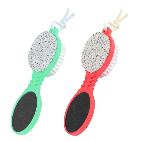 Pieces 4 in 1 Pedicure Tool Foot Scrub Brush for Dry and Wet Foot Care Dead Skin Remover (1pc Cyan * 1pc Red)