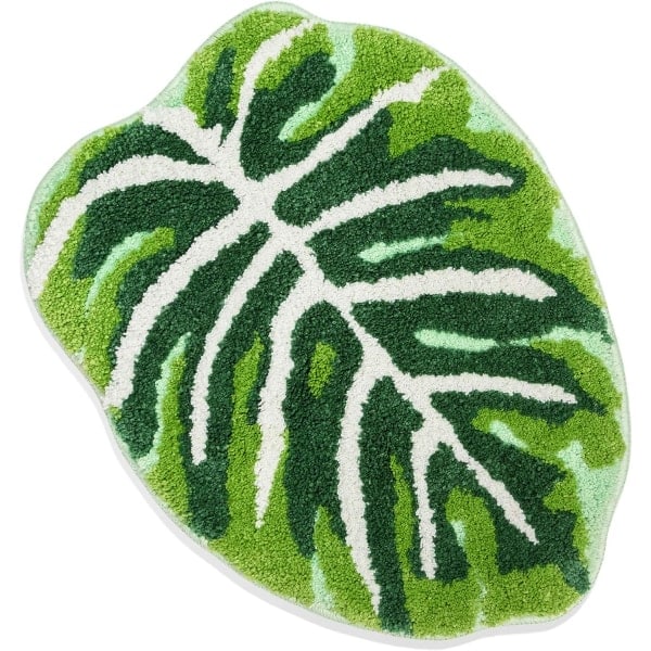 IC Bathroom Rug Green Bohemian Bathroom Rug Non-Slip Cute Leaf Small Bathroom Rug Soft Absorbent Washable Rug For 17" x 24"