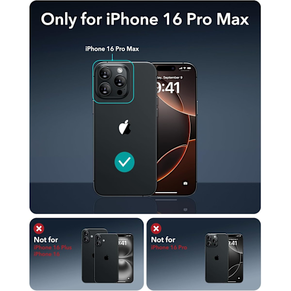 iPhone 16 Pro Max Cover, Kompatibel med MagSafe, Stødsikker Militær-Grade Beskyttelse, Magnetisk Telefon Cover til iPhone 16 Pro Max 6,9 tommer, Klar
