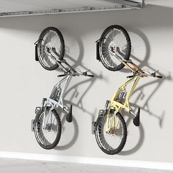 Roterbart cykelväggfäste, cykelhängare för garage och inomhusförvaring, vertikalt cykelställ rymmer upp till 35 kg, 2-pack, svart